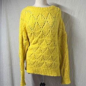 Anthropologie Sleeping On Snow Bright Lights  Alpaca Blend Yellow Sweater XL